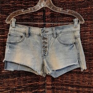 Free People Cut Off Denim Shorts Light Wash Blue Jeans Women's 24 Button Fly